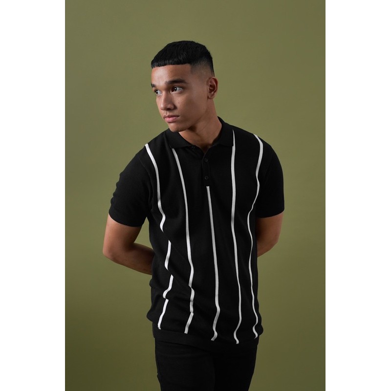 PREPPSTUDIO STRIPY POLO BLACK