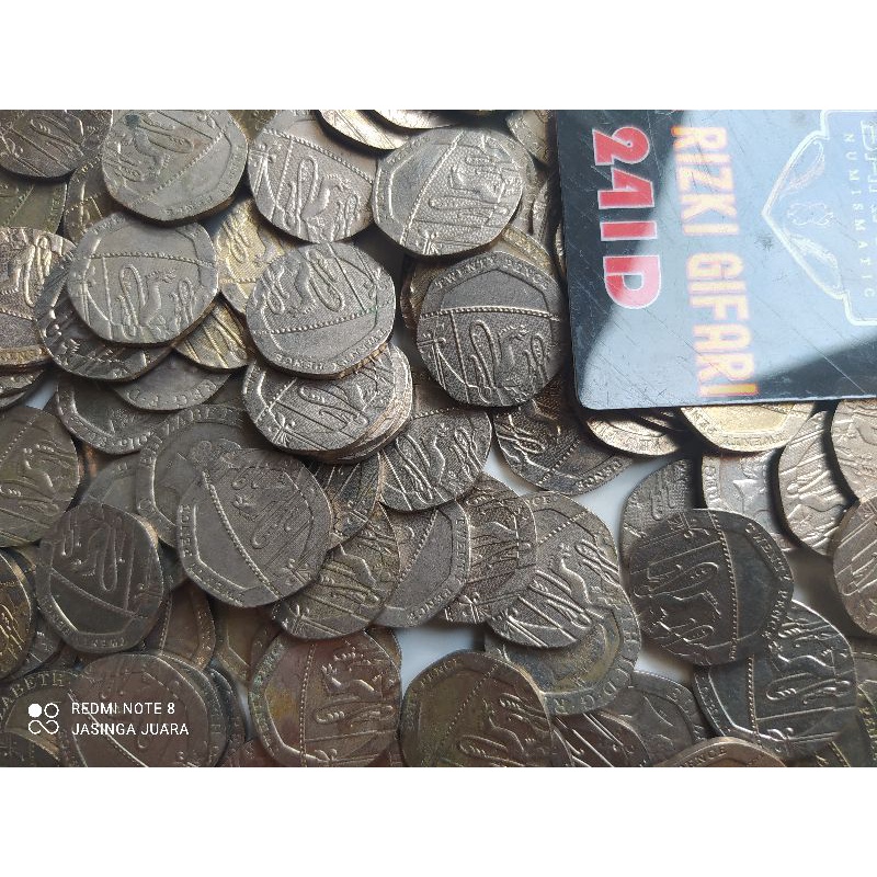 koin inggris 20 new pence seri perisai dibawah kurs travel backpaker - 1 keping