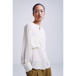  Kemeja  Wanita  ZARA  Women Shirt Pocket Broken White 