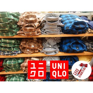 UNIQLO Pria Kemeja Flannel Kotak Lengan Panjang UNIQLO