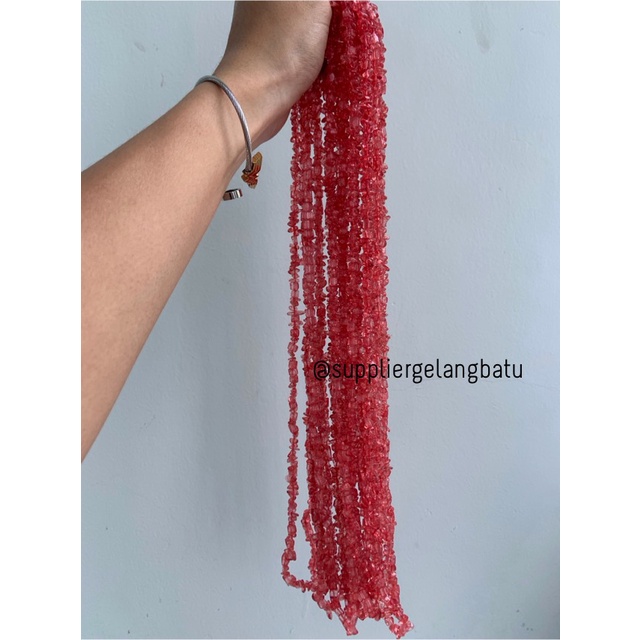 kerikil SOFT RED QUARTZ kuarsa merah terang 1cm renteng kaca aksesoris bahan kalung bali etnik bahan gelang craft aksesories kerajinan tangan vintage fashion week