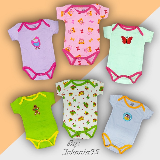 1pcs- Jumper Car't Bayi Cewe Cowo 5in1 - Bodysuit Lengan Pendek Boy Girl - Bluefly Love Best Seller