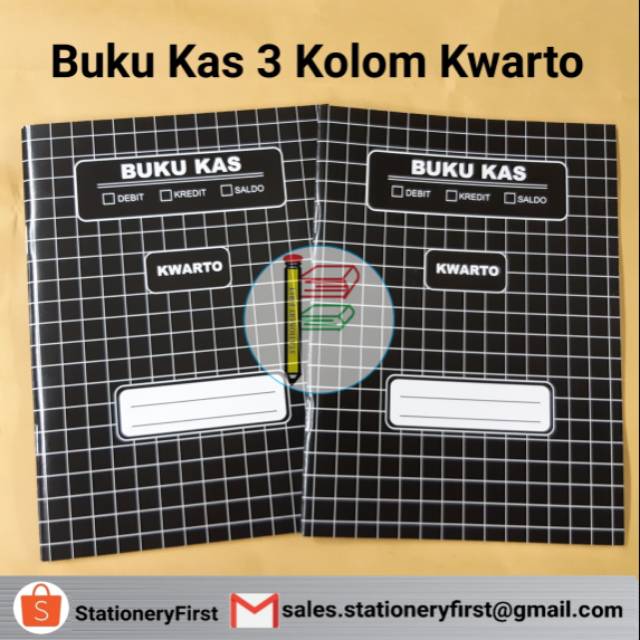 Buku Kas Akuntansi 3 Kolom Debit Kredit Saldo Kwarto Kecil Hitam