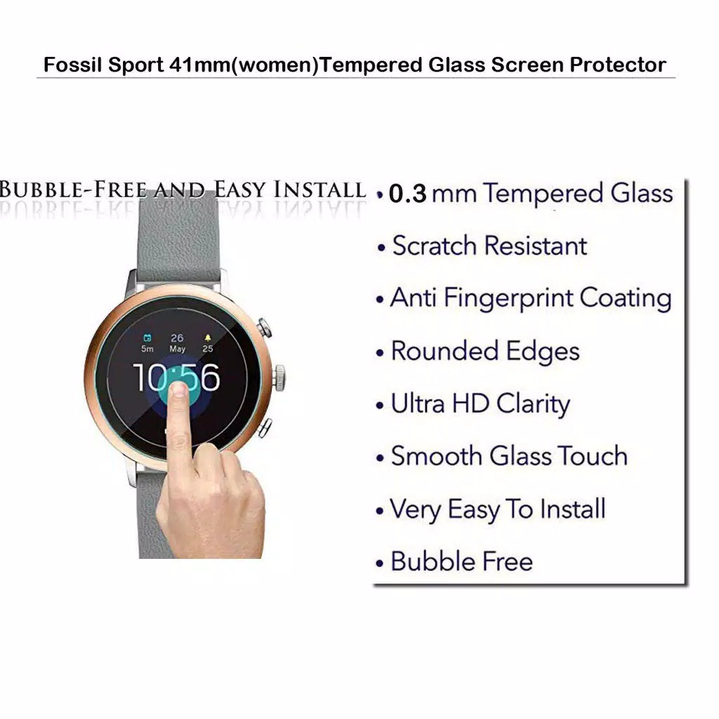 Tempered glass FOSSIL SPORT GEN 4 41mm 43mm anti gores screen guard kaca