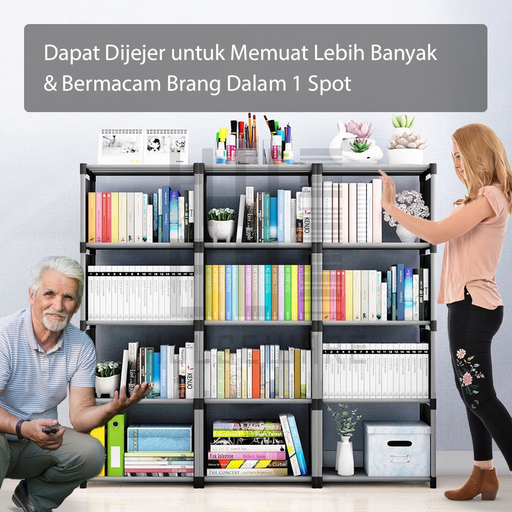 Rak Lemari Buku Serbaguna Portable Kokoh Premium