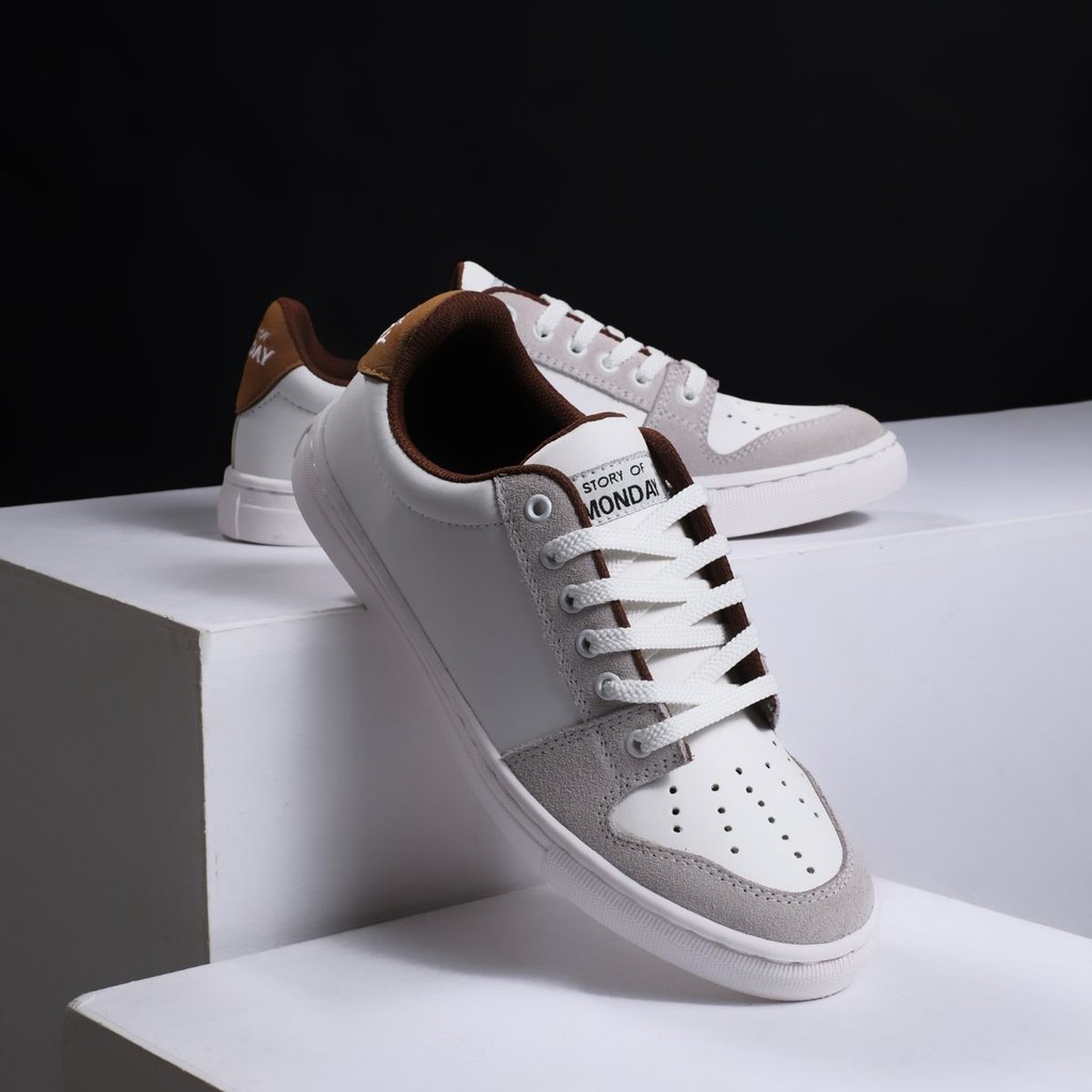 Nacht White | Sepatu Sneakers Pria Putih Original Casual Polos Cowok Ori Footwear | Monday FORIND