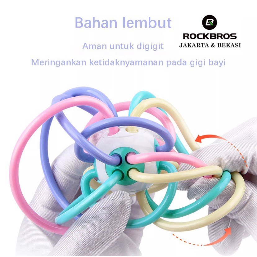 Rattle Teether Baby Bayi Silikon Mainan Anak Bola Lembut Fidget Toys Squishy Pop It Kids Pertumbuhan Gigi Gigit Gigitan