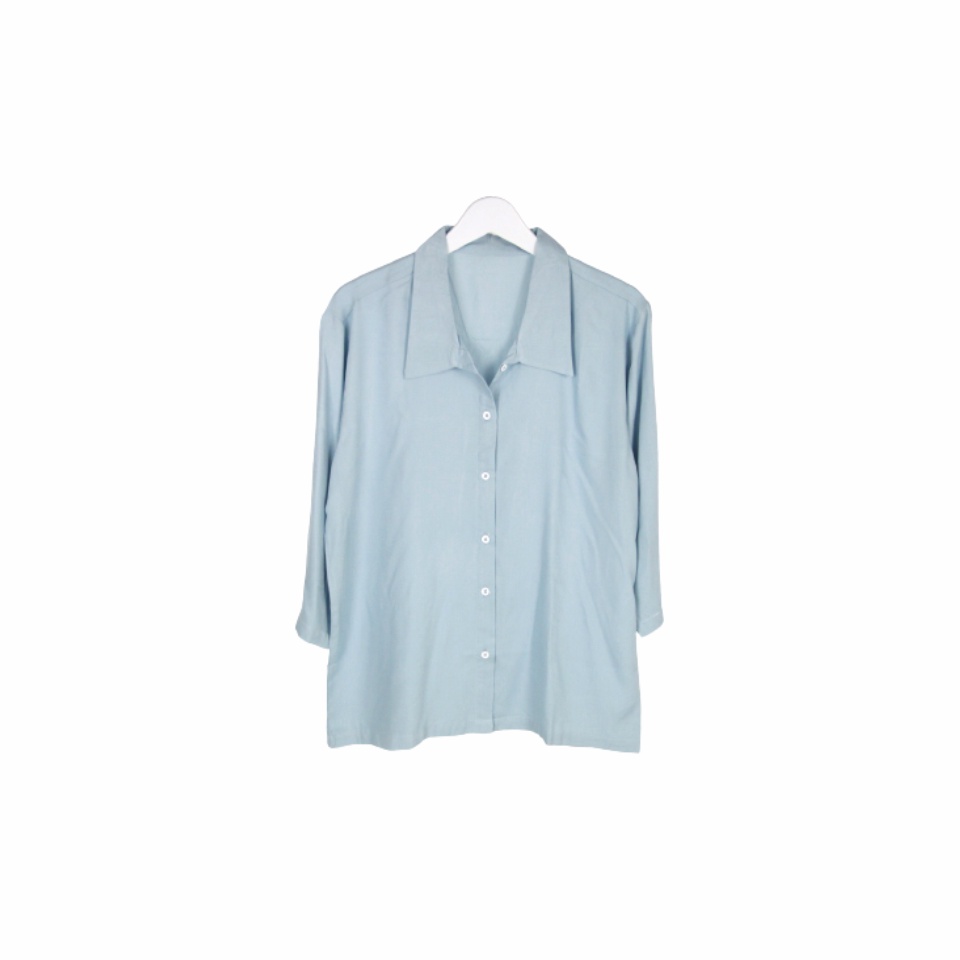 BLOUSE WANITA POLOS LENGAN PANJANG KATUN RAYON ORGANIK 7/8 ATASAN BLOUSE ALLSIZE-Blouse Aqua