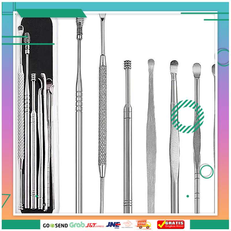 (BISA COD) FTIHSHP Pembersih Telinga Korek Kuping Ear Wax Picker 7 PCS - JC7