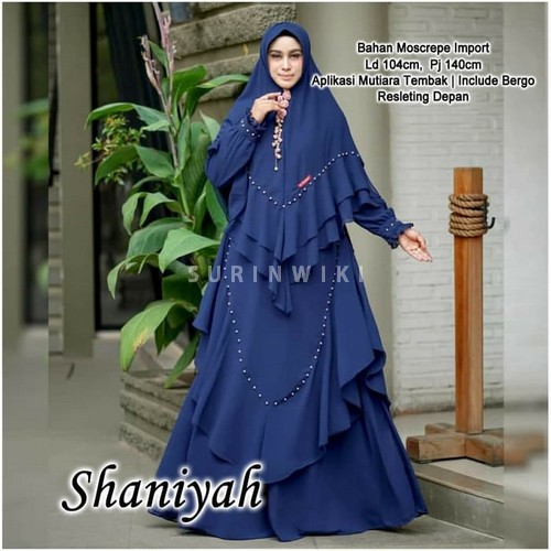 Gamis Lebaran 2021 Remaja Model Gamis Terbaru Ed Syari Mariza Bah UW842 Shaniyah Syari Navy [Gamis
