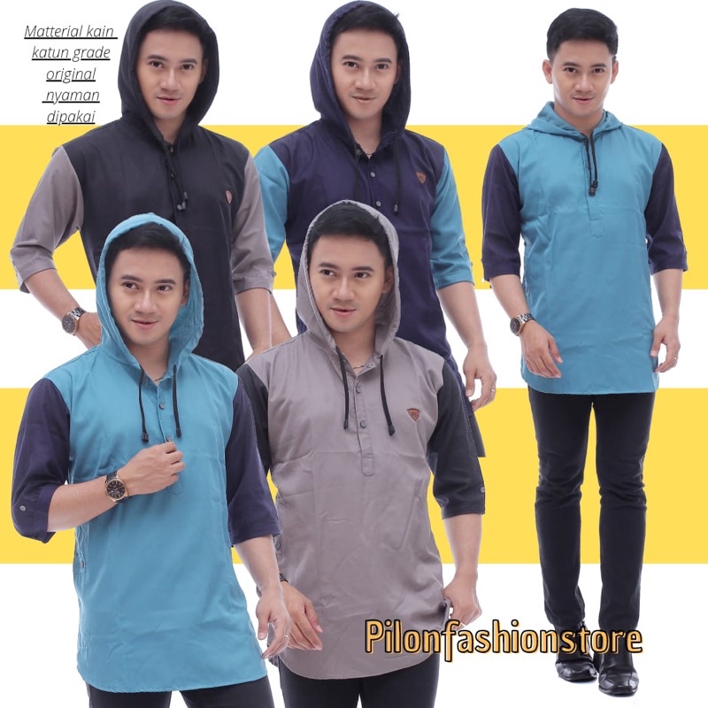 KURTA PRIA HOODIE BUSANA MUSLIM PRIA KOKO KURTA
