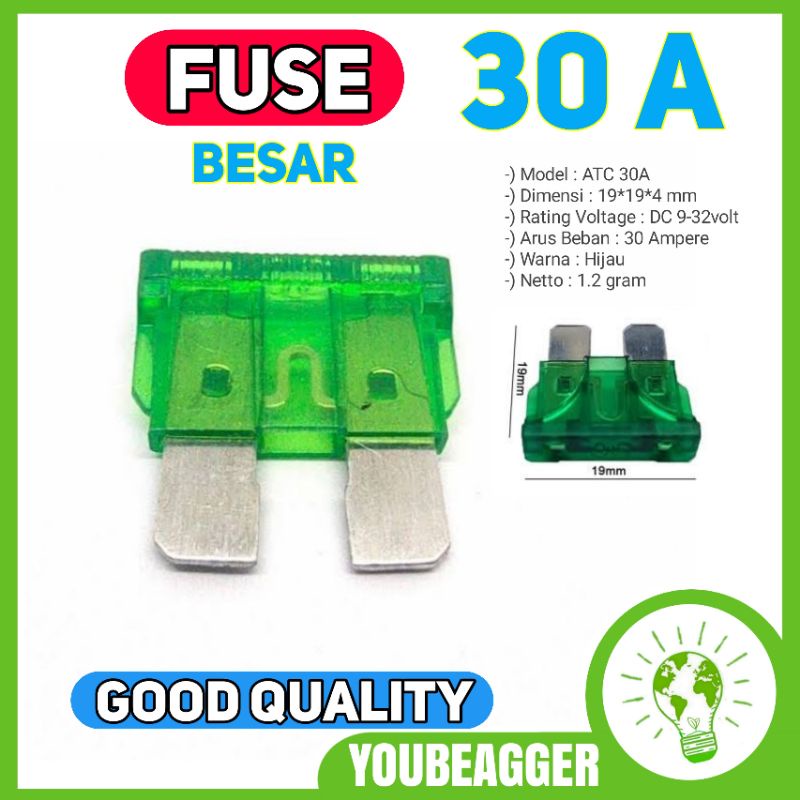 Fuse 30A besar sikering untuk mobil dan motor