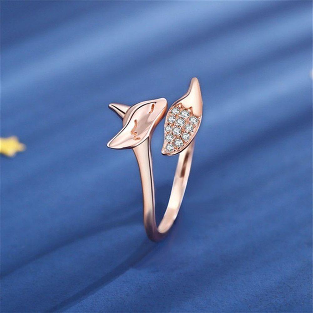 Preva Fox Cincin Wanita Pria Indah Hewan Mikro Kristal Unisex Vintage Kreatif Hewan