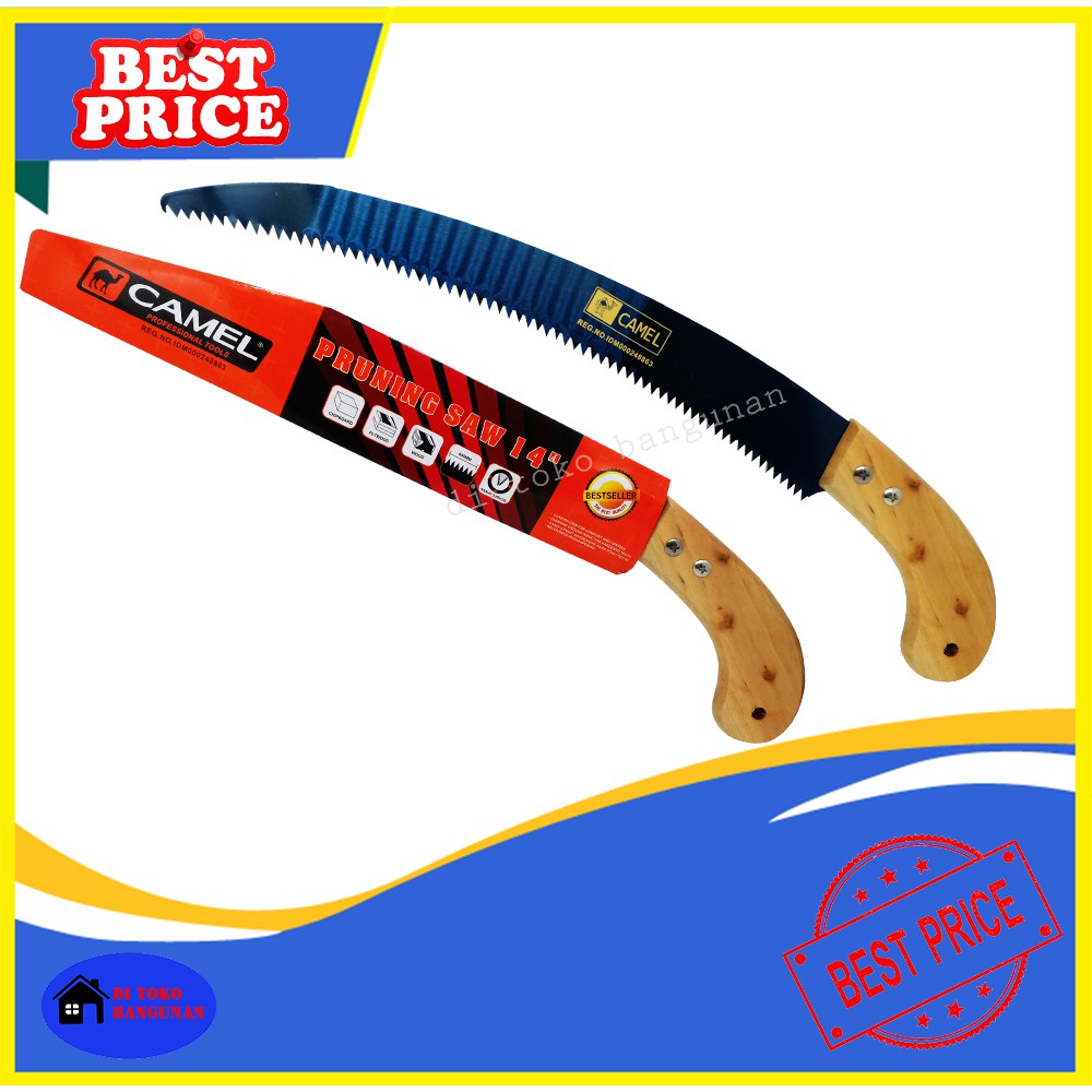 Gergaji Dahan Kopi Pruning Saw Gagang Kayu 14 Inch Camel