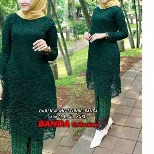 ► atasan kebaya brukat dres / brokat kurung /kebaya brokat /atasan kebaya /kebaya hijau botol/ kebay