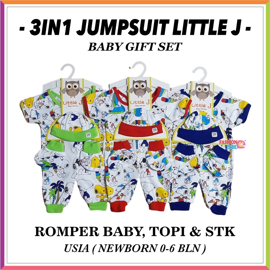 ❤ Baby Fashion ❤ LITTLE J ROMPER SET / JUMPER JUMPSUIT SET TOPI &amp; STK / BABY GIFT SET EKONOMIS