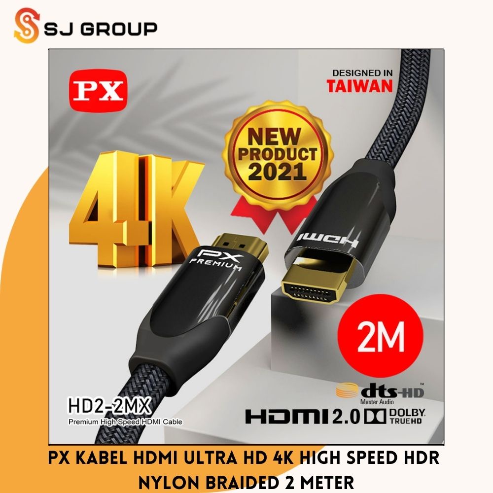 PX Kabel HDMI Ultra HD 4K High Speed HDR Nylon Braided 2 Meter