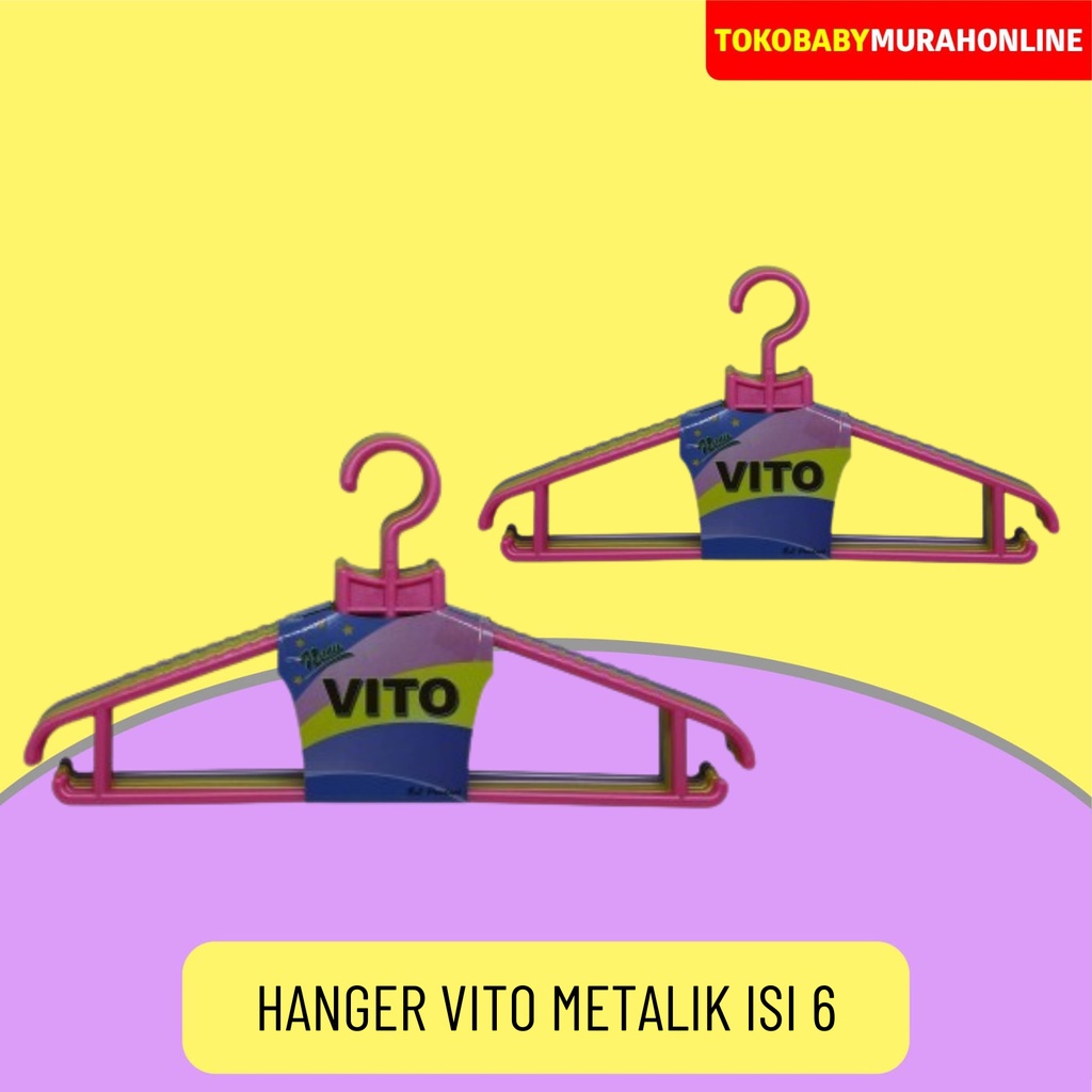HANGER VITO GARIS METALIK ISI 6 / GANTUNGAN BAJU