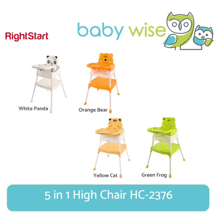 Right Start HC-2376 5 in 1 High Chair Baby Chair + Table Booster Seat- Meja Kursi Makan Anak Bayi + 