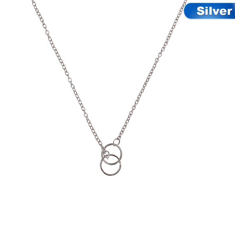 Min 1pc Gold and Silver Infinity Double Circles Necklace for Girls Circles Pendant Necklace Freeshipping