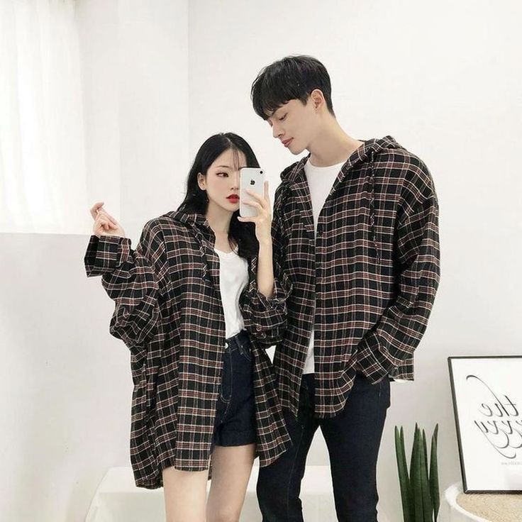 Jiwoo Couple Set - Kemeja Flanel Couple 2 Pcs Motif Kotak Kotak - Baju Pasangan