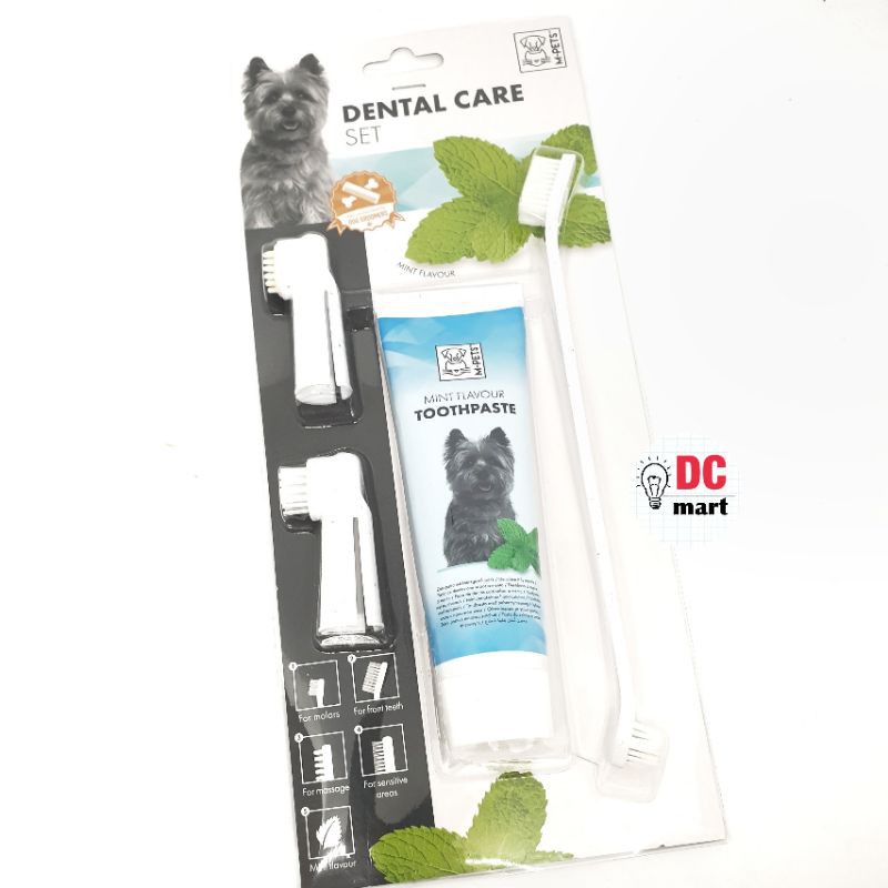 M-PETS DENTAL CARE SET For Dog Cat / Sikat Pasta Gigi Anjing Kucing/ Odol