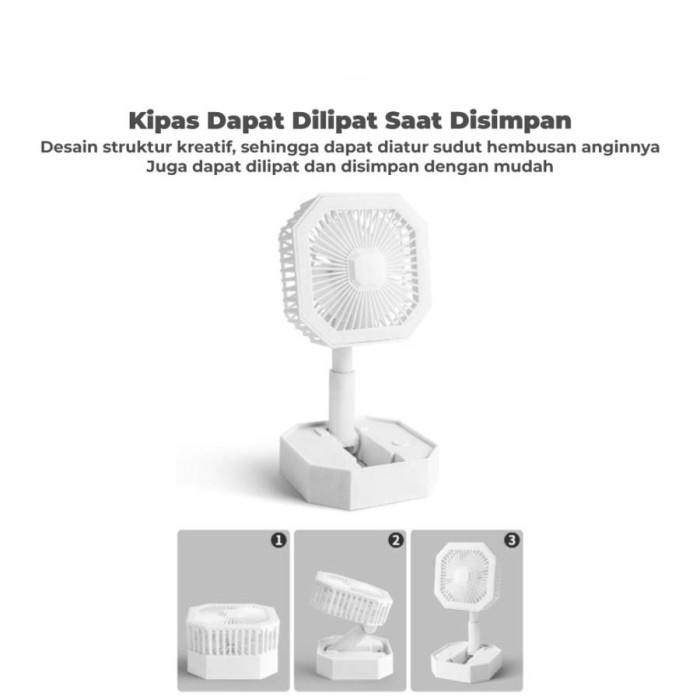 Kipas Angin Mini Recharge USB Lampu LED Standing Fan Portable