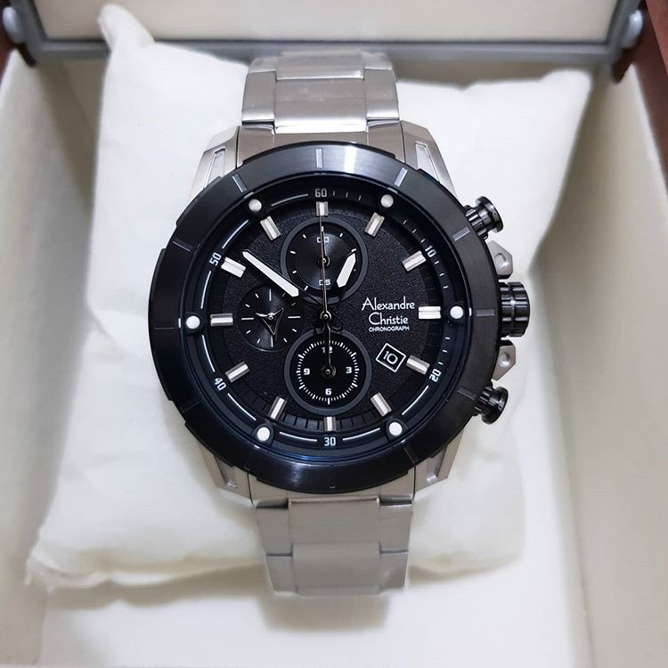 Alexandre Christie AC6522 Original Jam Tangan Pria Silver Black