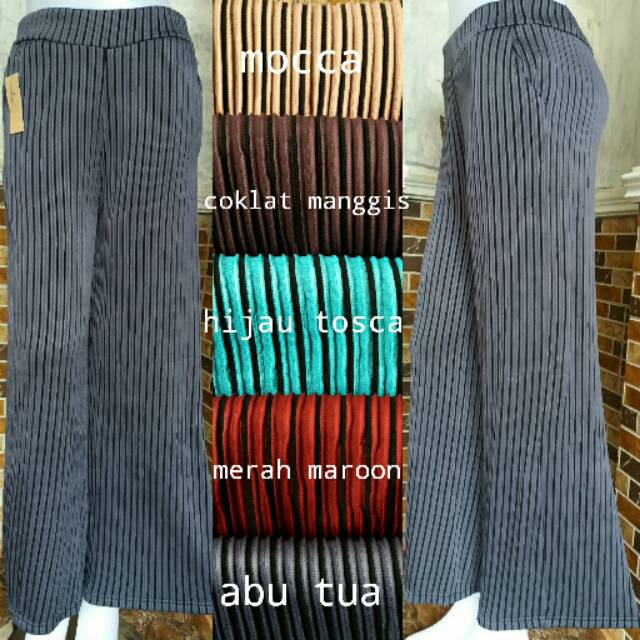 Celana Kulot Plisket Salur Kulot Panjang Wanita Celana Kulot Plisket Salur Kulot Panjang Wanita