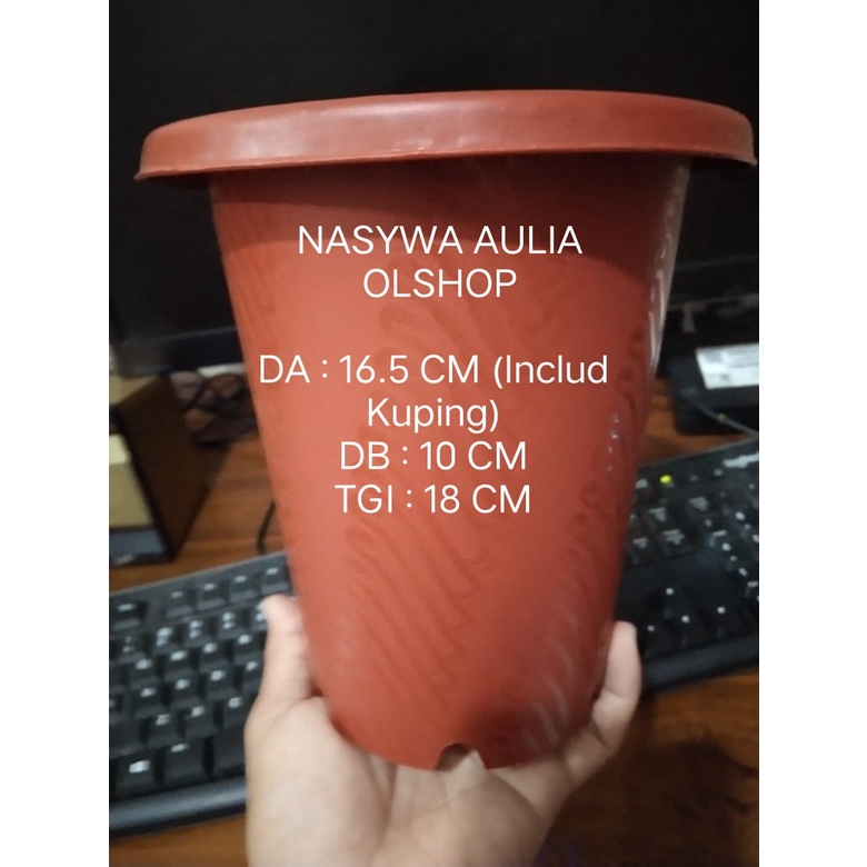 Pot JM RUBY RUPLAS BATIK 15 Warna Merah pot bunga bulat tinggi mirip Astor yogap 15 bagus murah