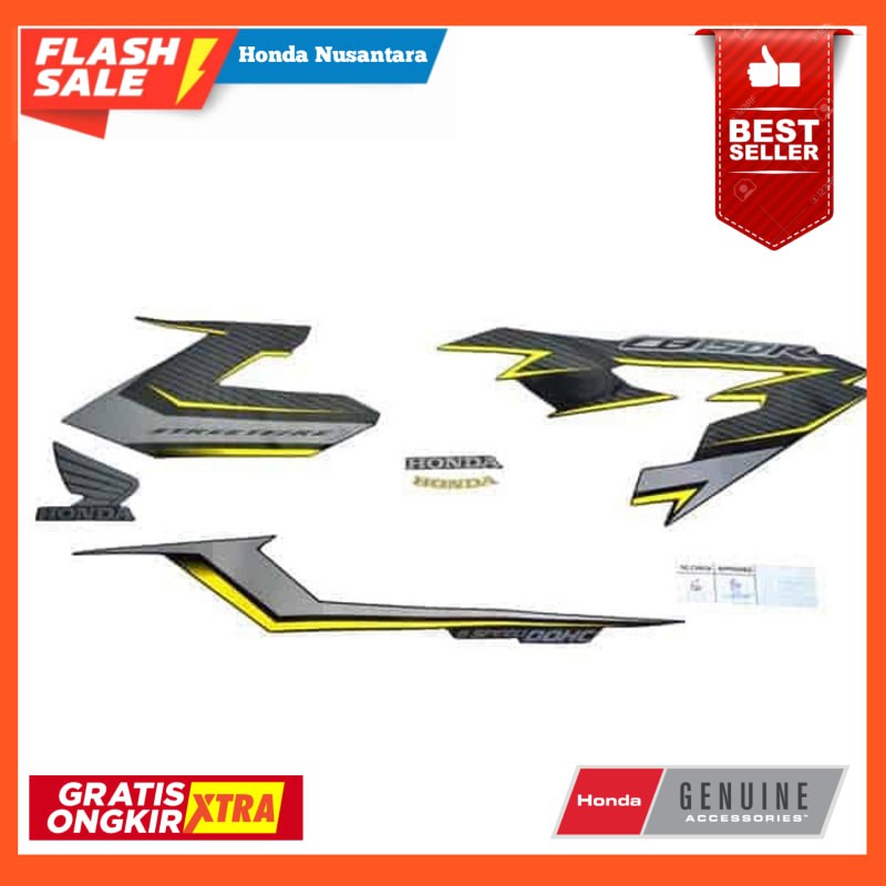 PASTI ORI STICKER BODY KANAN (STRIPE SET R) BLACK YELLOW CB150R STREETFIRE K15 DIJAMIN ASLI HGP
