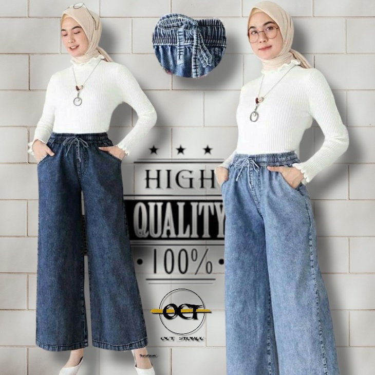 Kulot Jeans Wanita Highwaist Celana Wanita Oversize Bahan Denim