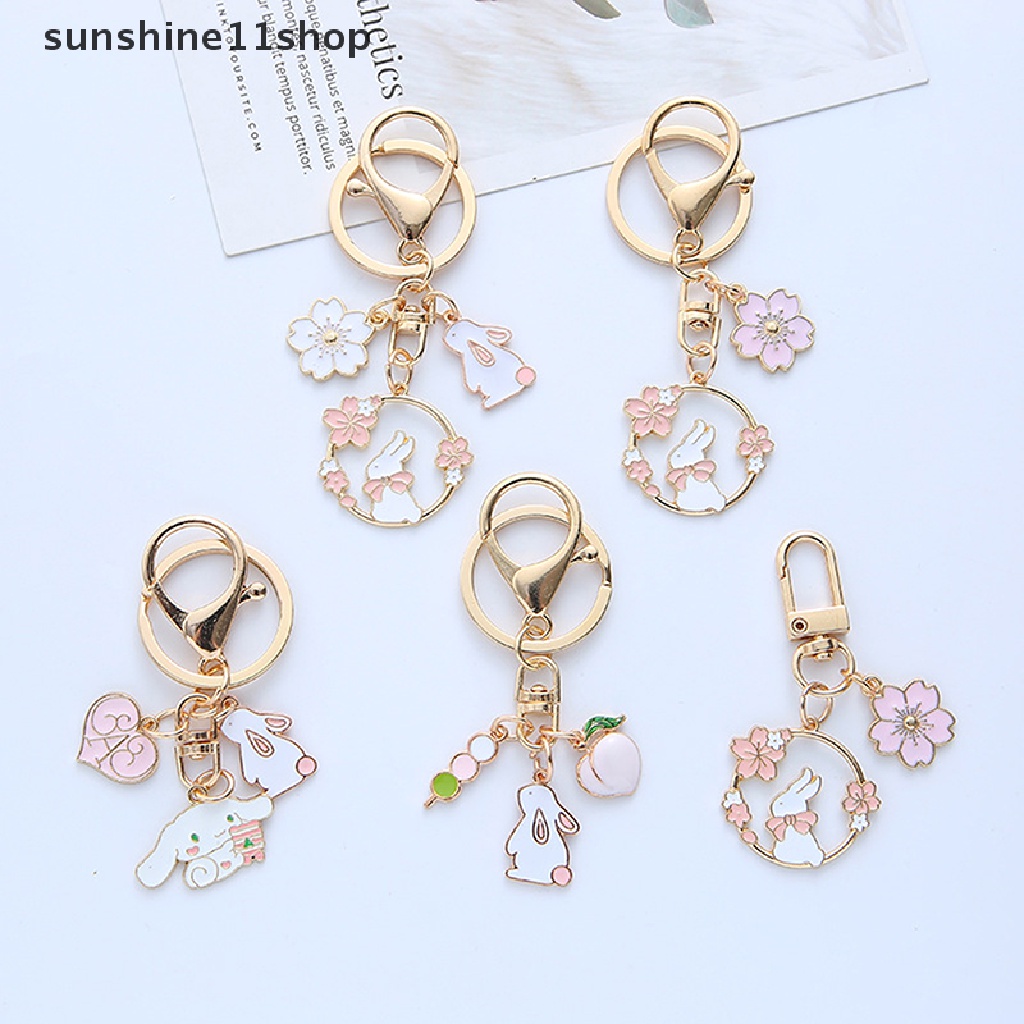 Sho Gantungan Kunci Desain Kartun Kucing / Kelinci / Sakura Charms C