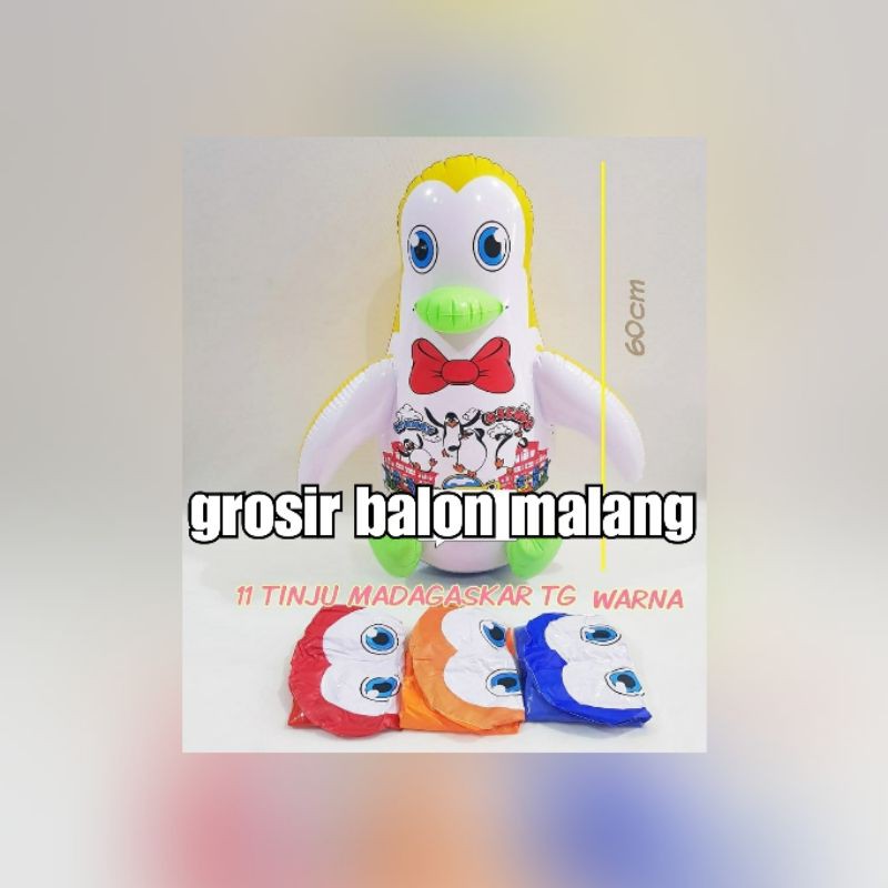 balon tiup tinju pasir samsak boneka pvc pinguin WARNA tanggung