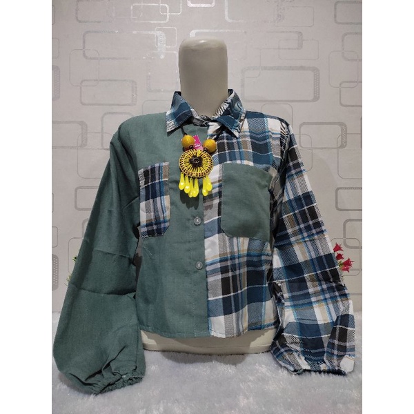 kemeja two tone crop