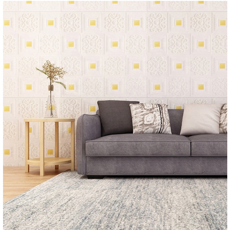 (COD) Wallpaper Foam Dinding dan Atap Plafon Motif Batik Gliter 3D Mewah / Wall Sticker Kamar Mandi Ruang Tamu Kamar Tidur Termurah Emboss PE Foam Premium High Quality