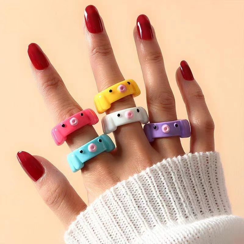 IFYOU Cincin Jari Bentuk Katak Gurita Bahan Akrilik Untuk Wanita