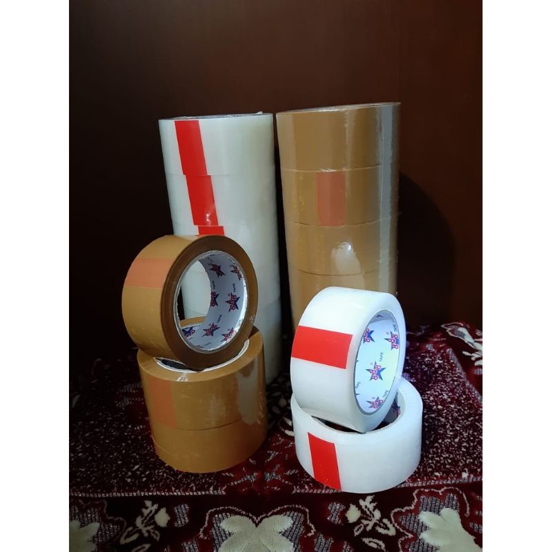 

Lakban bening / Isolasi ukuran 4.8cm x 100 / 80 yard