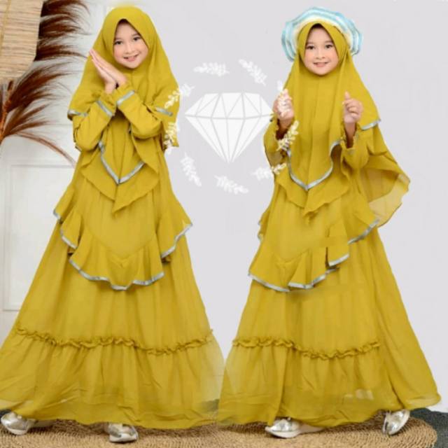 Gamis Anak Murah Syari Umur 6 7 8 9 10 Tahun Asfari duvency Motiv Syari Polos Bahan Moscrape TERBARU