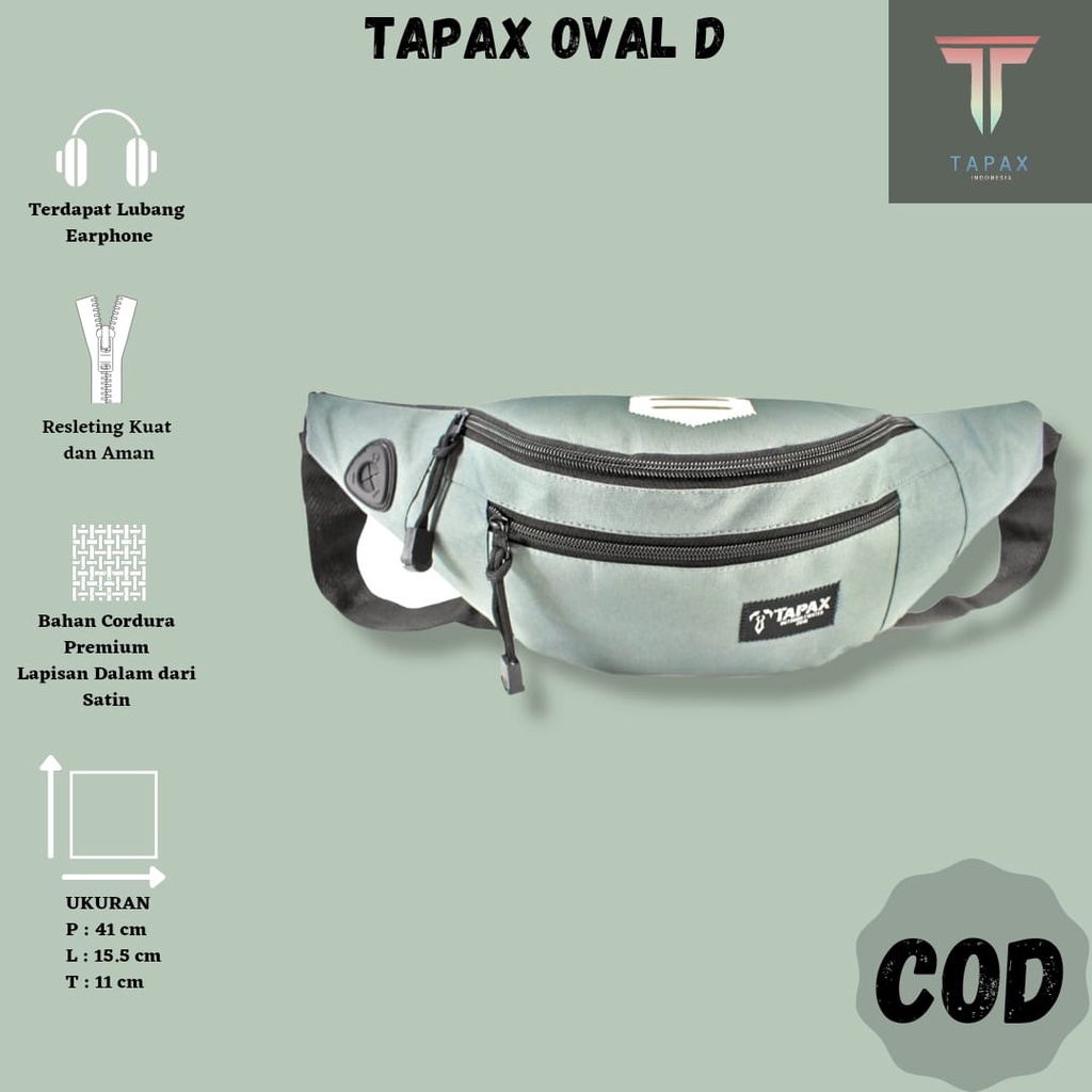 Tas Waistbag Distro Waterproof Oval Double Strip Pria Wanita | Tas Selempang Bahu | Tas Slingbag Mak