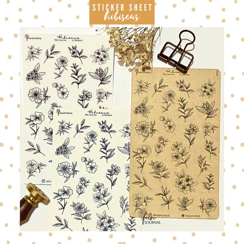 

HIBISCUS STICKER STIKER SHEET UNTUK JOURNAL JURNAL PLANNING PLANNER SCRAPBOOK DIY BUJO