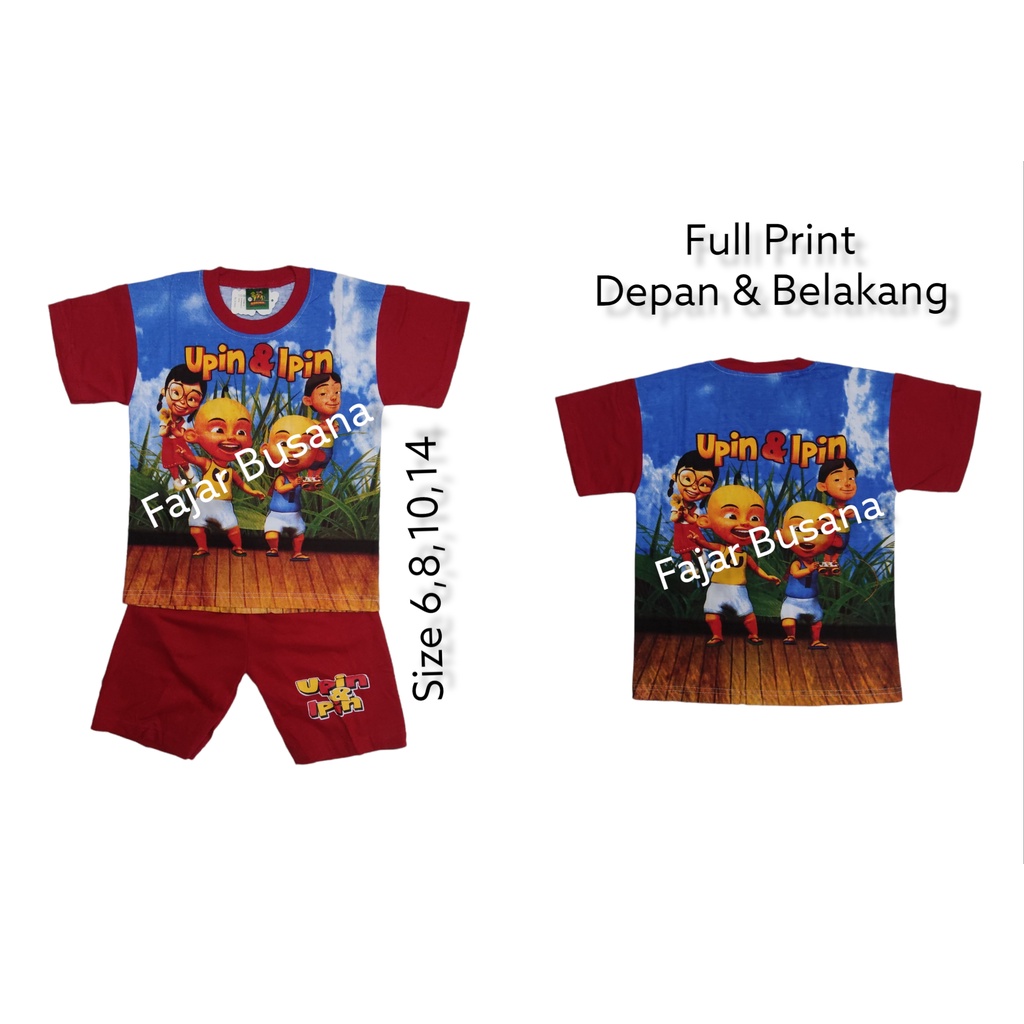 SETELAN BAJU ANAK MOTIF UPIN IPIN USIA ANAK 2-7 TAHUN