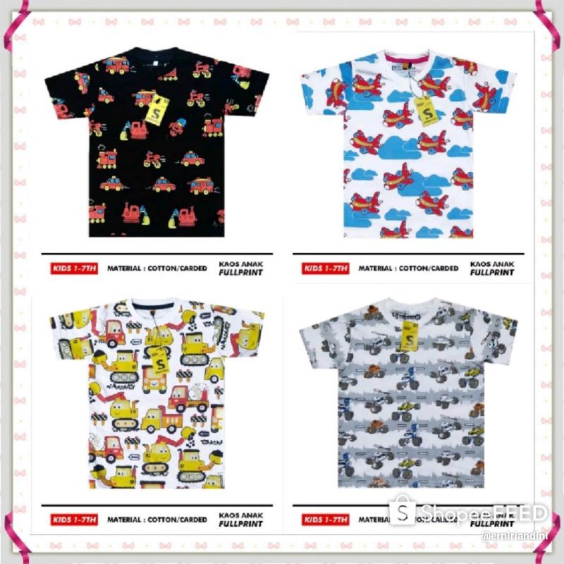 Kaos anak laki-laki / motif mobil