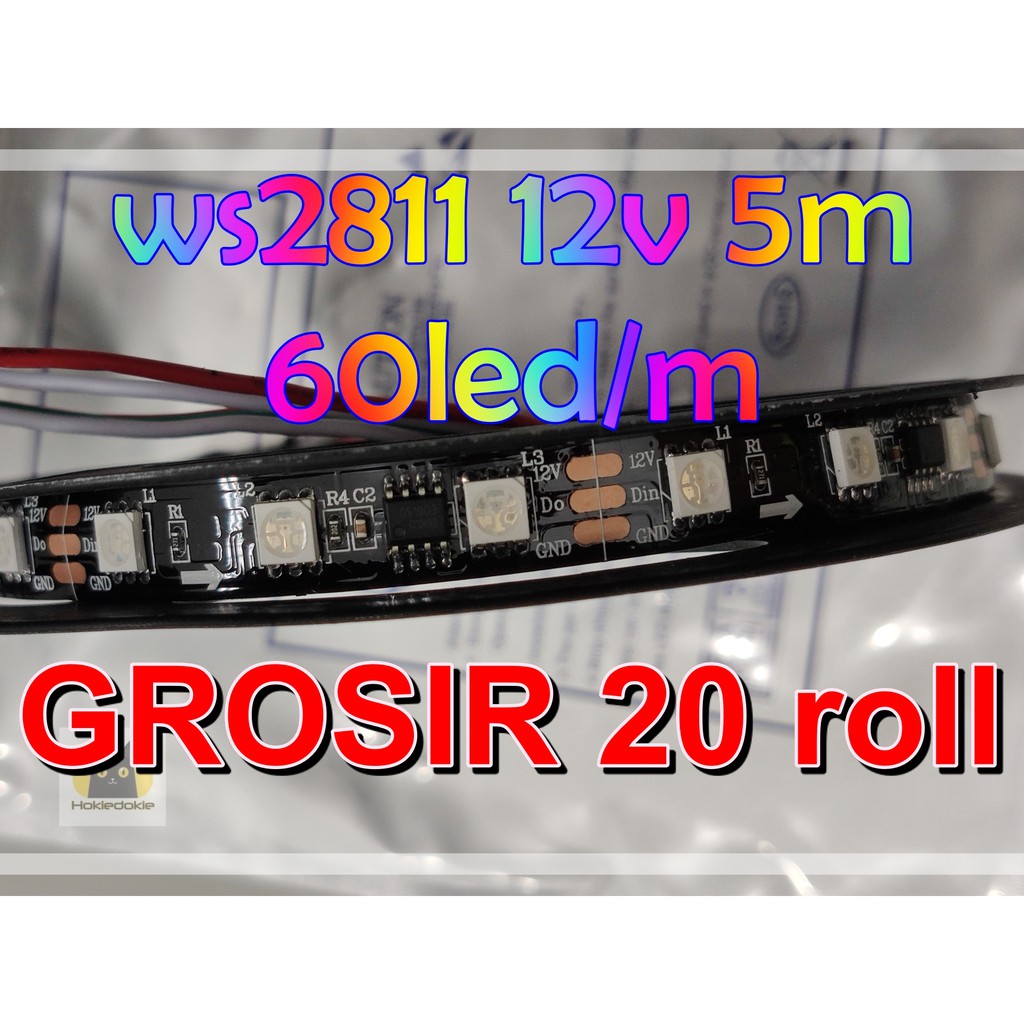 Grosir 20 Roll Led strip rgb ws2811 12v 5m 60led/m Indoor ip30 PCB led rapat