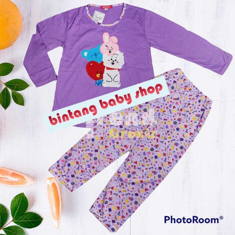 Setelan Baju Tidur Anak Perempuan/Baju Tidur Anak Cewek 7-13 Tahun