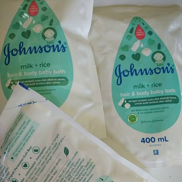 JOHNSONS MILK BATH REFILL UKURAN 400 ML, sabun &amp; sampo bayi HAIR &amp; BODY TOP TO TOE BABY BATH refill