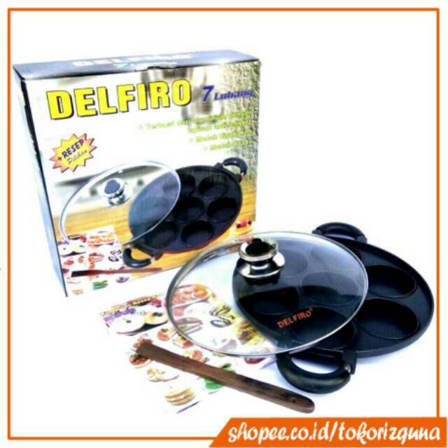 Cetakan Martabak Mini/Kue Lumpur/Apem/Dorayaki 7 Lubang Delfiro