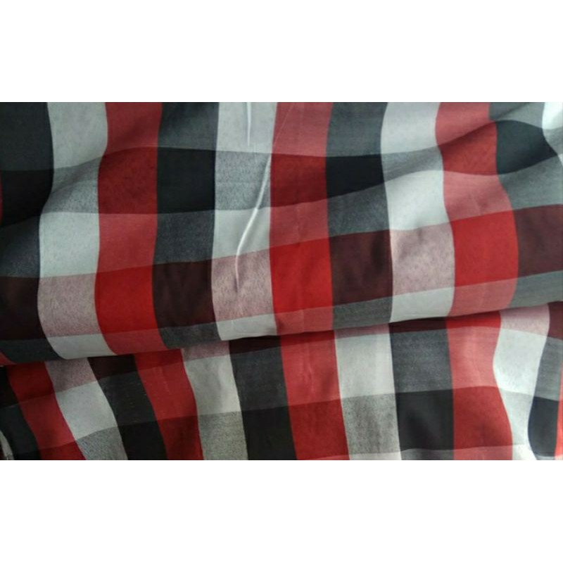 Kain kotak - Kotak Poleng Merah Hitam Putih Abu Kain Khas Bali Lenatha