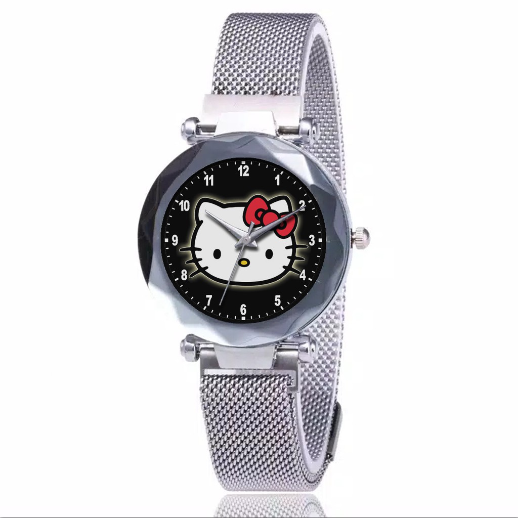 Jam Tangan Wanita Custom - HELLO KITTY MOTIF 1 Free Box &amp; Batre Cadangan