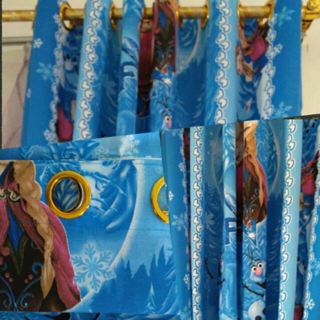 Gorden ANAK frozen katun smokering pintu atau jendela Gorden ANAK frozen katun smokering pintu atau jendela